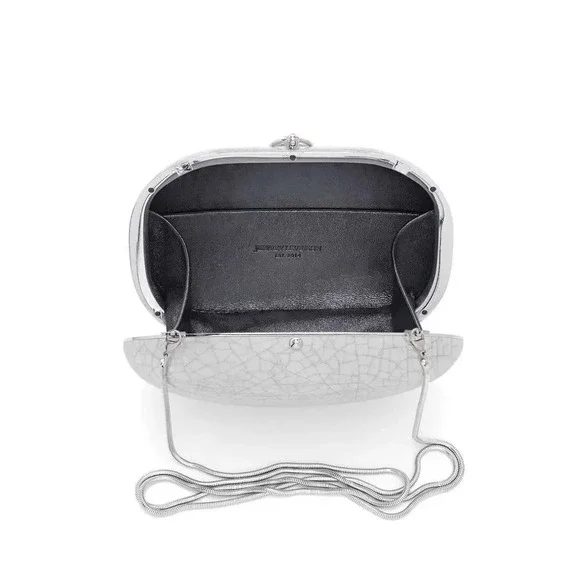 Jeffrey Levinson Elina Cracked Porcelain chrome hardware womens clutch bag purse - Picture 2 of 12